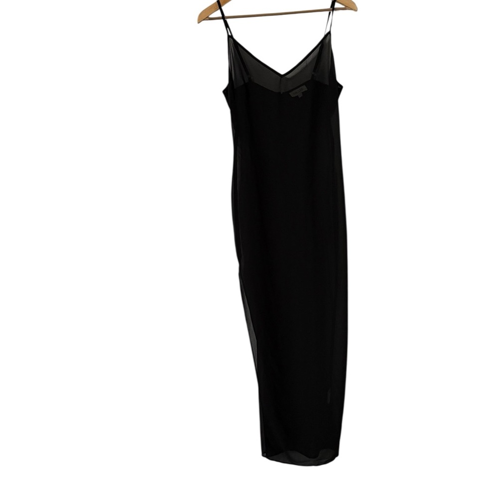 SAULEE Sheer Mesh Sleeveless Black Slip Midi Dress - Picture 4 of 7